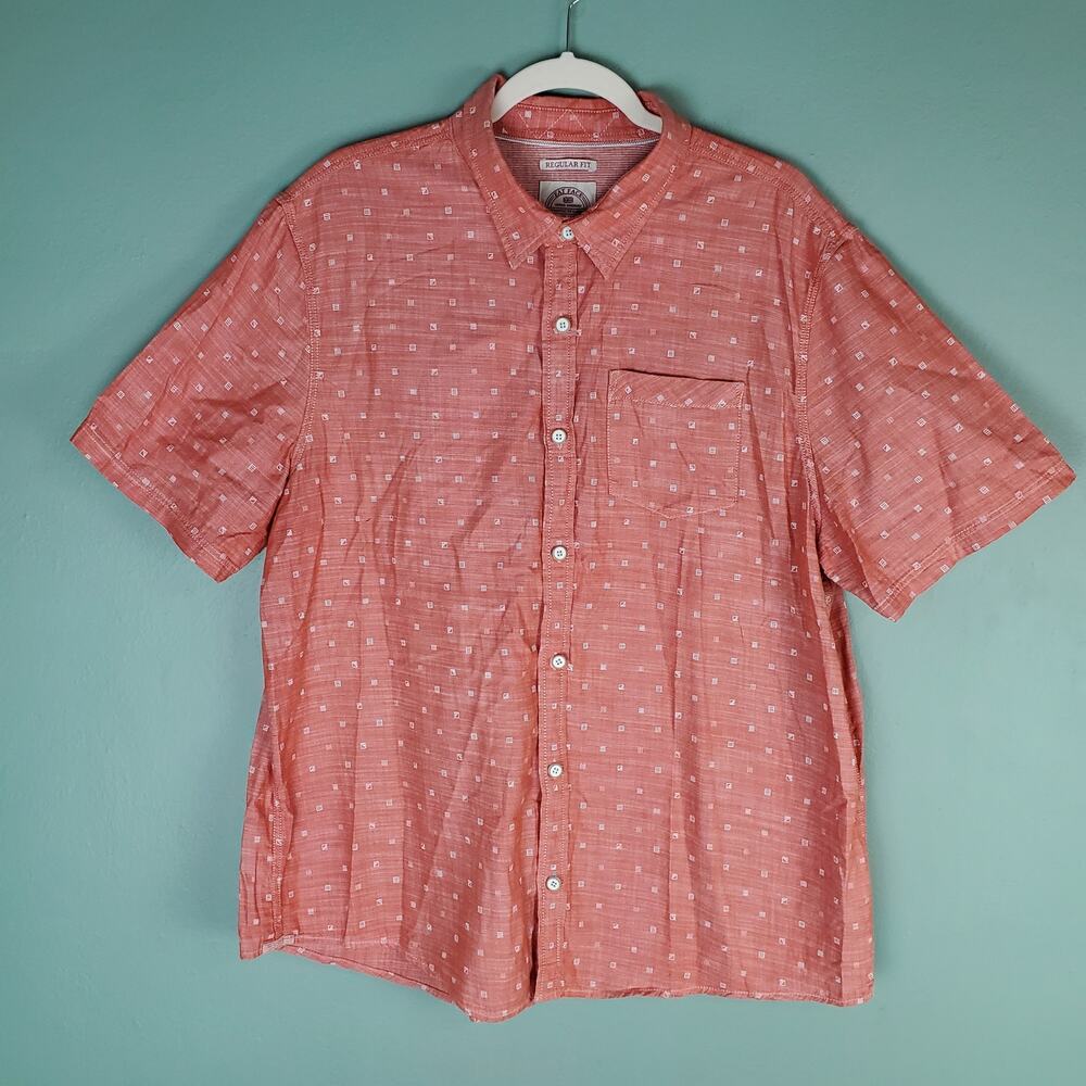 Fat Face Orange Geometric Button Up Front Short Sleeve Shirt Size XXLarge